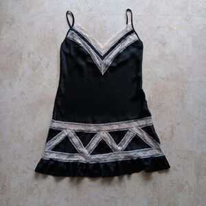 Victoria's Secret Slip Dress Women's XS Satin Lace Trim Lingerie Babydoll Chemis